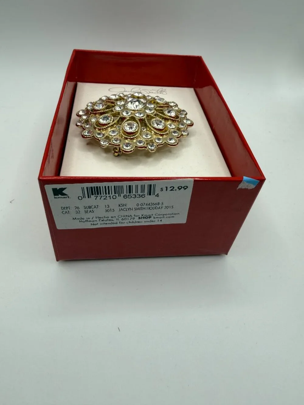 Vintage NIB Jaclyn Smith gold tone rhinestone brooch